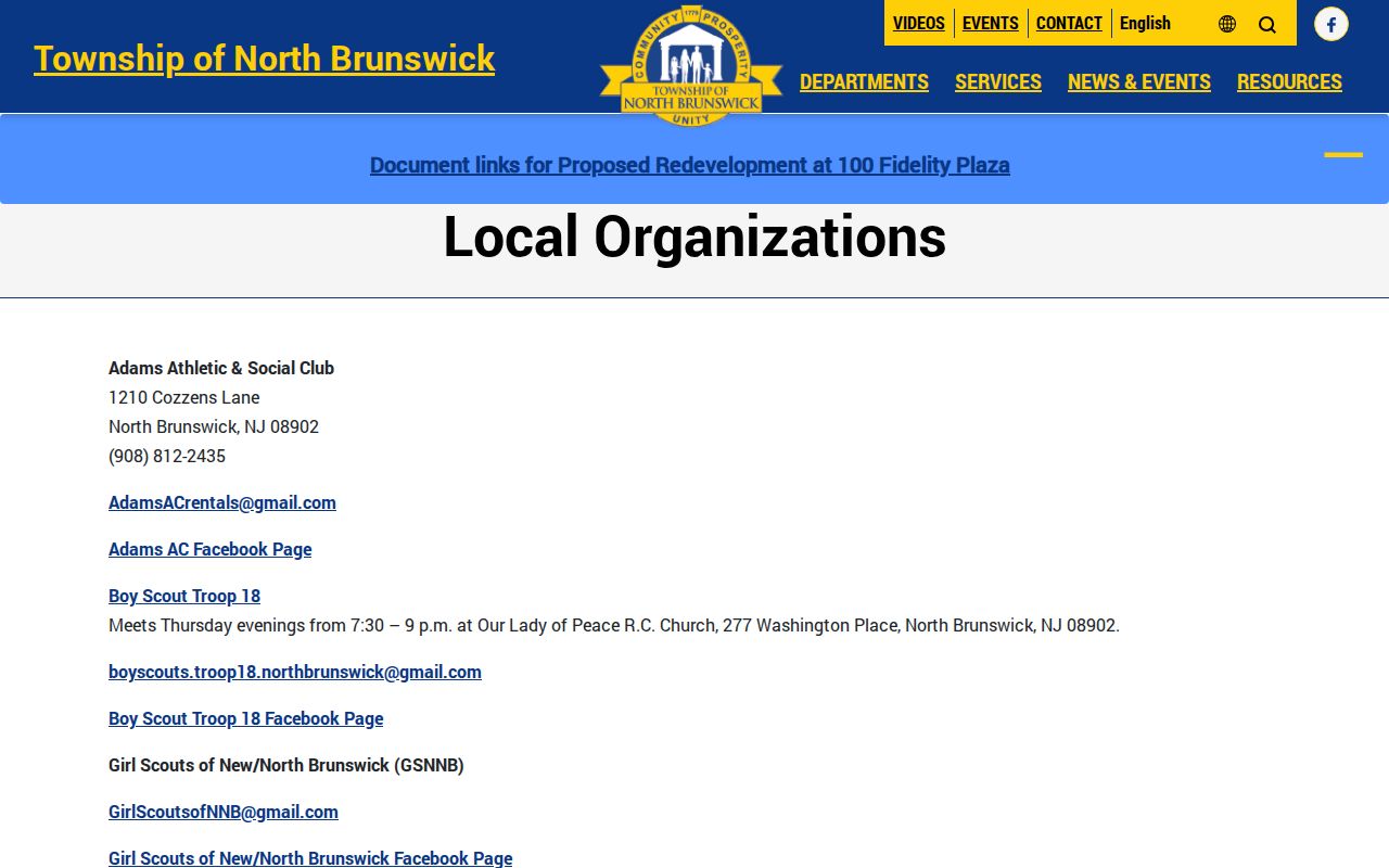 North Brunswick neighbors public organizations directory
