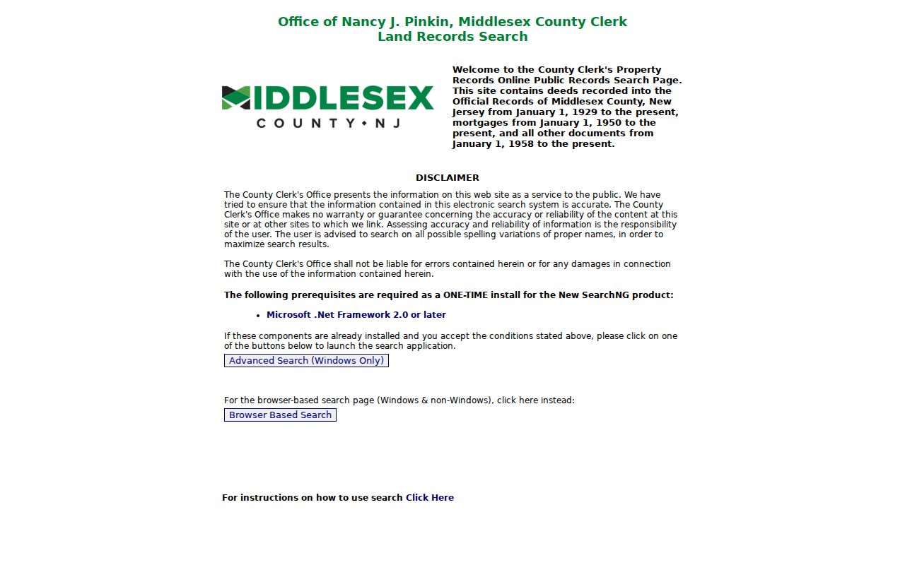Middlesex official records search for North Brunswick previous residents deed history