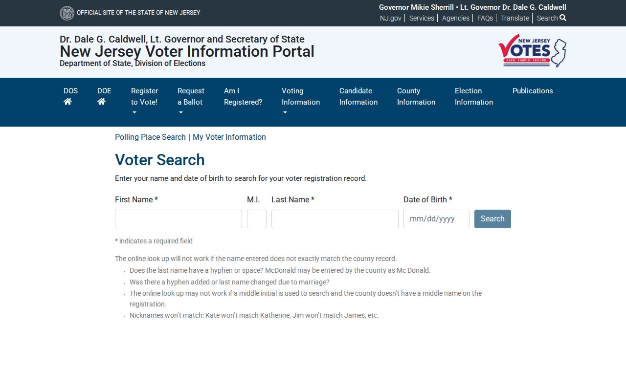 North Brunswick resident lookup New Jersey voter registration check